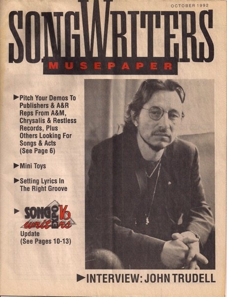 Songwriters Musepaper - Volume 7 Issue 10 - October 1992 - Cover: Interview: John Trudell