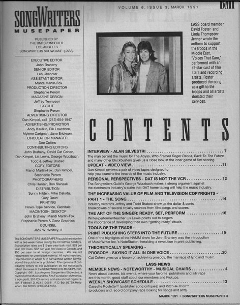 Songwriters Musepaper - Volume 6 Issue 3 - March 1991 - Interview: Alan Silvestri