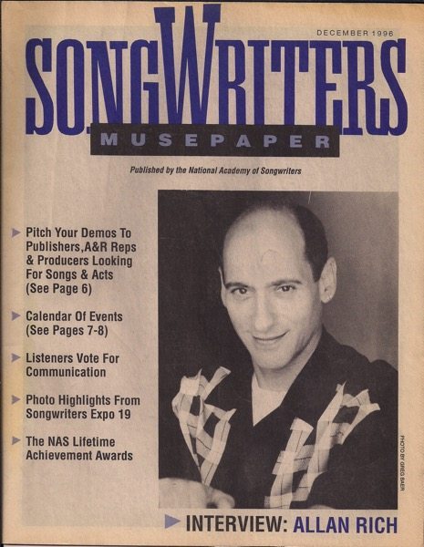 Songwriters Musepaper - Volume 11 Issue 12 December 1996 - Interview: Allan Rich