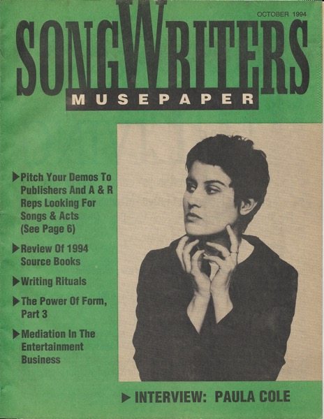 Songwriters Musepaper - Volume 9 Issue 10 - October 1994 - Interview: Paula Cole