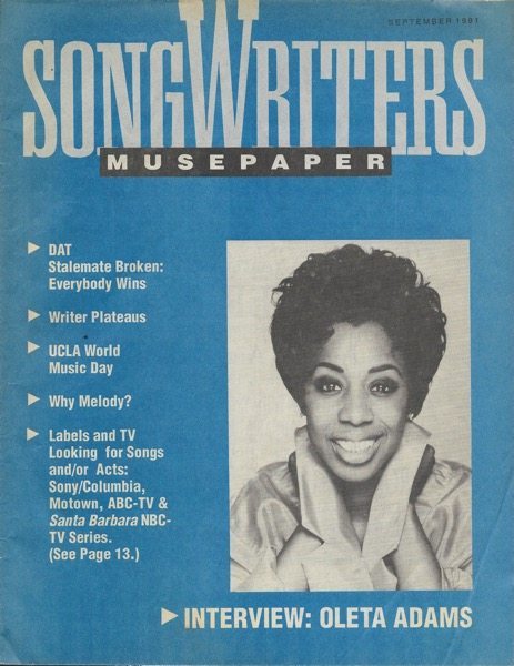 Songwriters Musepaper - Volume 6 Issue 9 - September 1991 - Interview: Oleta Adams