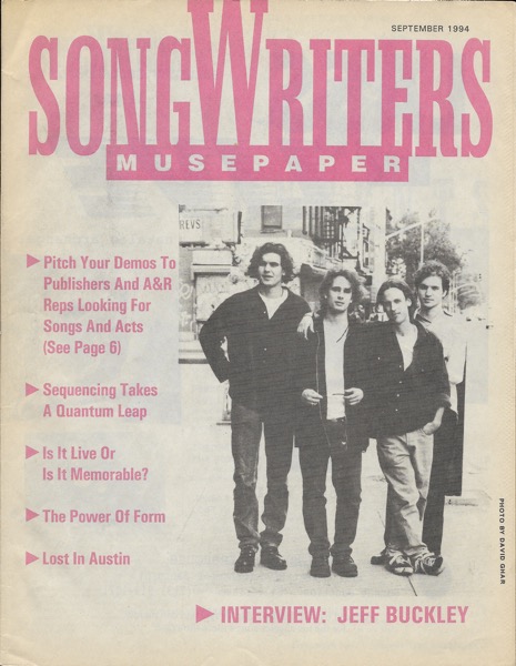 Songwriter Musepaper - Volume 9 Issue 9 - September 1994 - Interview: Jeff Buckley