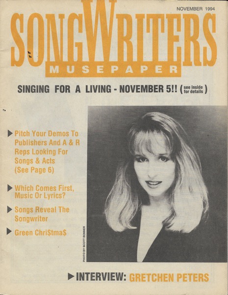 Songwriters Musepaper - Volume 9 Issue 11 - November 1994 - Interview: Gretchen Peters